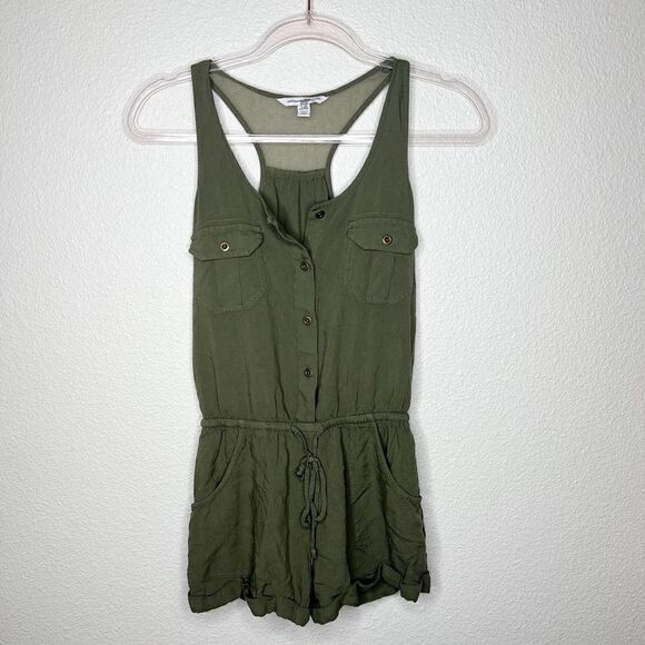 American Eagle Outfitters Green Button Front Mini Romper Size XXS - Picture 2 of 6